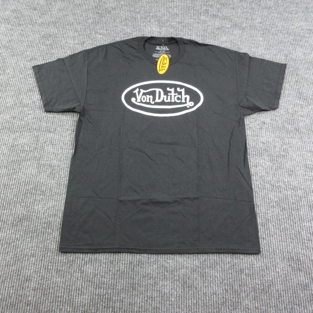 Von Dutch Shirt Mens XL Black Logo Short Sleeve Tagless Cotton Graphic Tee NWT